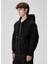 Siyah Kapüşonlu Organik Pamuk Sweatshirt 3