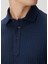 Lacivert Polo Yaka Keten T-Shirt 5