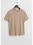Bej Kısa Kollu Bisiklet Yaka Regular Fit Erkek T-Shirt 1