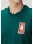 Yeşil Logo Baskılı Organik Pamuk T-Shirt 5