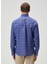 Comfort Fit Lacivert Ekose Desenli Keten Gömlek 6
