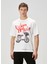 Beyaz Figür Baskılı T-Shirt 1