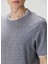 Koyu Mavi Kısa Kollu Keten T-Shirt 5