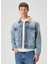 Mavi Yakası Garnili Denim Mont 3