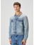 Mavi Yakası Garnili Denim Mont 4