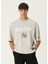 Bej Baskılı Logo Nakışlı T-Shirt 3