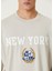Bej Baskılı Logo Nakışlı T-Shirt 5