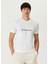 Slim Fit Beyaz Logo Baskılı T-Shirt 1