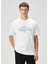 Beyaz Mavi Baskılı T-Shirt 1