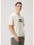 Kırık Beyaz Logo Detaylı Organik Pamuk T-Shirt 3