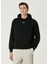 Siyah Kapüşonlu Slogan Baskılı Sweatshirt 1