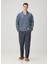 Relaxed Straight Fit Lacivert Beyaz Keten Pantolon 1