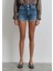 Fiora 90LAR Puslu Indigo Mavisi Jean Şort 1411222-89780 4
