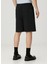 Loose Fit Siyah Beli Kordonlu Gofreli Bermuda 3