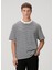 Lacivert Beyaz Çizgi Desenli Oversized T-Shirt 1