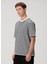 Lacivert Beyaz Çizgi Desenli Oversized T-Shirt 4