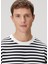 Lacivert Beyaz Çizgi Desenli Oversized T-Shirt 6