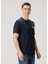 Lacivert Logo Baskılı Organik Pamuk T-Shirt 3