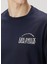 Lacivert Logo Baskılı Organik Pamuk T-Shirt 5