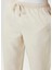 Krem Beli Kordonlu Keten Pantolon 4