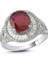 Oval Yakutlu Pırlanta Taşlı 18 Ayar White Gold Kadın Altın Yüzük 1
