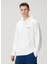 Beyaz Kapüşonlu Logo Baskılı Sweatshirt 1