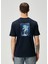 Lacivert Figür Baskılı T-Shirt 4