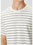 Bej Çizgi Desenli Organik Pamuk T-Shirt 5