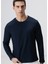 Lacivert Uzun Kollu Pamuk T-Shirt 2