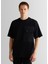 Siyah Logolu Bisiklet Yaka Relaxed Fit Kısa Kollu Erkek T-Shirt 1