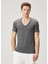 2li Koyu Gri V Yaka Basic T-Shirt 1
