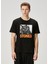 Siyah Kedi Baskılı Slogan Detaylı T-Shirt 1