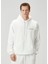 Beyaz Kapüşonlu Logo Nakışlı Sweatshirt 1