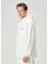 Beyaz Kapüşonlu Logo Nakışlı Sweatshirt 3