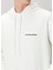 Beyaz Kapüşonlu Logo Nakışlı Sweatshirt 5