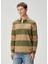 Haki Bej Polo Yaka Çizgi Desenli Sweatshirt 3