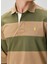 Haki Bej Polo Yaka Çizgi Desenli Sweatshirt 5
