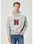 Açık Gri Kapüşonlu Logo Detaylı Sweatshirt 1