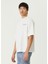Racquet Club Baskılı Kırık Beyaz Oversize Kısa Kollu Erkek T-Shirt 2