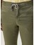 Caracciolo Haki Beli Kordonlu Keten Pantolon 4