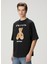 Siyah Figür Detaylı Slogan Baskılı T-Shirt 3