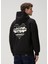 Siyah Kapüşonlu Logo Baskılı Sweatshirt 4