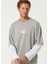 Brain Drain Gri Çift Kollu Erkek T-Shirt 3