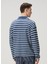 Loose Fit Lacivert Beyaz Çizgi Desenli Sweatshirt 4
