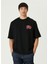 7 Baskı Detaylı Siyah Oversize Kısa Kollu Erkek T-Shirt 1