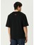 7 Baskı Detaylı Siyah Oversize Kısa Kollu Erkek T-Shirt 3