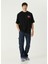 7 Baskı Detaylı Siyah Oversize Kısa Kollu Erkek T-Shirt 4