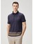 Lacivert Polo Yaka Çizgili Etnik Desenli T-Shirt 1