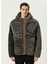 Siyah Gri Kapüşonlu Shearling Mont 1