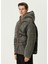Siyah Gri Kapüşonlu Shearling Mont 3